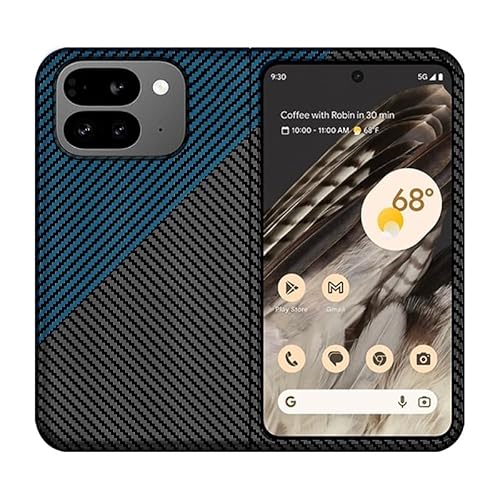 Schutzhülle für Google Pixel 9 Pro, ultradünn, mattiert, Kohlefaser-Textur, Pixel 9 Pro, dünn, minimalistisch, leicht, hart, kompatibel mit MagSafe-Hülle für Google Pixel 9 Pro Fold (Schwarz + Blau) Schutzhülle für Google Pixel 9 Pro, ultradünn, mattiert, Kohlefaser-Textur, Pixel 9 Pro, dünn, minimalistisch, leicht, hart, kompatibel mit MagSafe-Hülle für Google Pixel 9 Pro Fold (Schwarz + Blau) von MUDASANQI