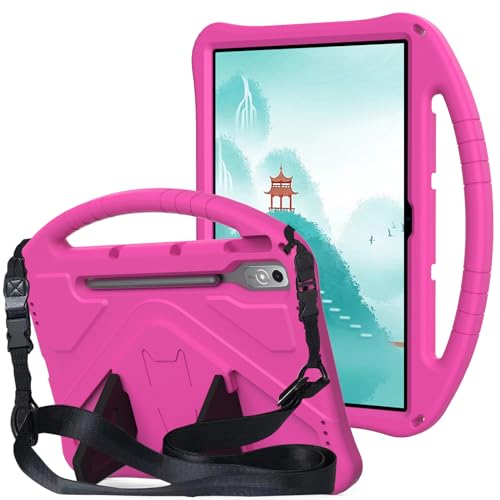 Schutzhülle Kompatibel Mit Lenovo Tab P12 12,8 Zoll (2023 TB-370/TB-371), Leichte Hülle Mit Ständer, Griff Und Gurt, Stoßfest (Rosarot) von MUDASANQI