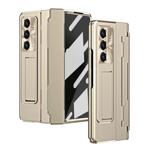 Schutzhülle kompatibel mit Samsung Galaxy Z Fold 7, mit integriertem Displayschutz und Scharnierschutz, versteckter Ständer, stoßfeste Ganzkörper-Schutzhülle für Z Fold 7 (Gold) von MUDASANQI