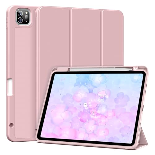 MUDROCK Hülle Kompatibel mit iPad Pro 11 Zoll 2022/2021/2020, Hülle mit Stifthalter für iPad Pro 11, Unterstützt 2. Gen Pencil, Weiche Silikon Schutzhülle, Auto Schlafen/Wachen, Rosa von MUDROCK