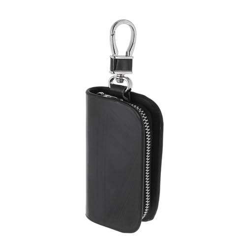MUELODSIC 1Stück Autoschlüssel Ledertasche aus Hochwertigem PU Material Schlüssel Aufbewahrungstasche mit Reißverschluss und Karabiner Schutz für Autoschlüssel Langlebig von MUELODSIC