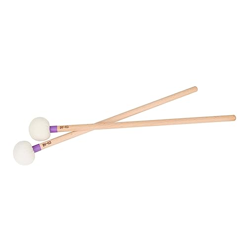 MUELODSIC 2Stücke Filz Drumsticks mit Holzgriff Percussion Instrument Zubehör für Schlagzeuger Langlebig und Stabil für Bassdrums und Pauken Perfektes für Musikliebhaber von MUELODSIC