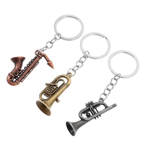 MUELODSIC 3Stücke Saxophon Schlüsselanhänger aus Metall für Musiker Langlebig und Multifunktional oder Musikanhänger Verarbeitung und Auffälliges Design von MUELODSIC