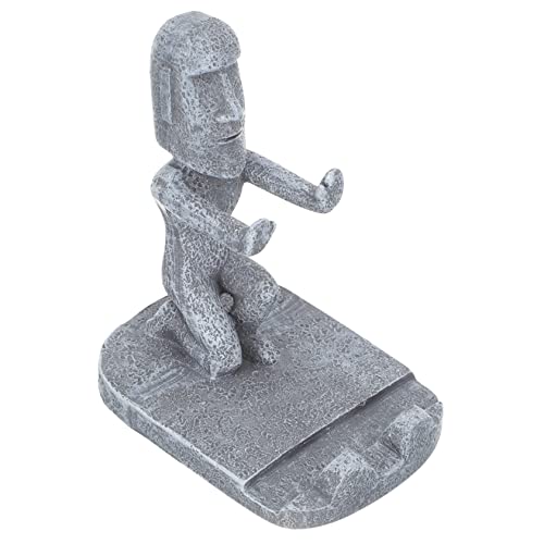 MUELODSIC Kreativer Moai Telefonhalter Stabiler Schreibtischständer aus Hochwertigem Harz für Smartphones Tablets Langlebig für Büro Zuhause von MUELODSIC