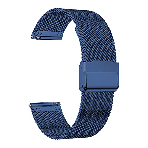 MUEN 20mm/22mm Quick Release Armband Schwarz/Silber/Golden/Rotgold Edelstahl Ersatzband Uhrenarmband Kompatibel für Samsung/Huawei Watch (22mm, Blau) von MUENShop