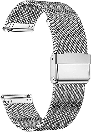 MUEN 20mm/22mm Quick Release Armband Schwarz/Silber/Golden/Rotgold Edelstahl Ersatzband Uhrenarmband Kompatibel für Samsung/Huawei Watch (22mm, Silber) von MUENShop