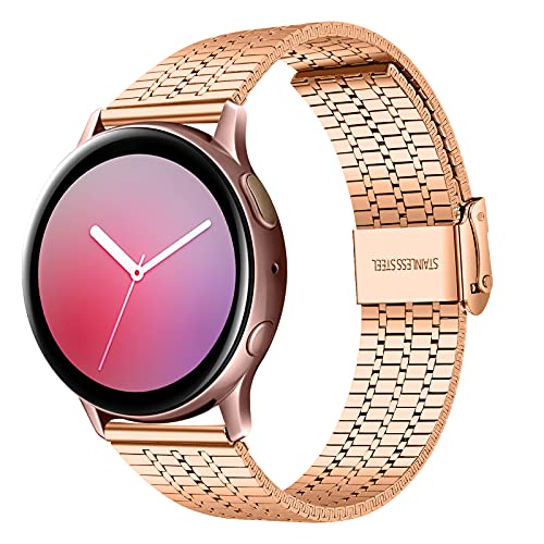 MUENShop 20mm Edelstahl Armband Roségold Kompatibel mit Samsung Galaxy Watch 5 40mm/44mm/Pro 45mm Galaxy Watch 4 40mm 44mm/Galaxy Watch 4 Classic 42mm 46mm, Huawei Watch GT 2 42mm Metall Uhrenarmband von MUENShop