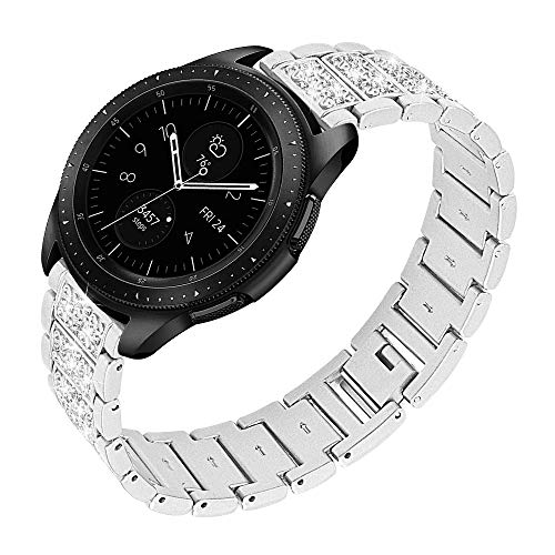 MUENShop 20mm Uhrenarmbänder Bling Diamanten Rostfreier Stahl Armband Kompatibel für Samsung Galaxy Watch 5 40mm/44mm/Pro 45mm Huawei Watch GT 2 42mm von MUENShop