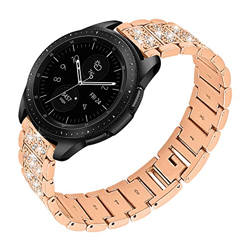 MUENShop 20mm Uhrenarmbänder Bling Diamanten Rostfreier Stahl Armband Kompatibel für Samsung Galaxy Watch 5 40mm/44mm/Pro 45mm Huawei Watch GT 2 42mm von MUENShop