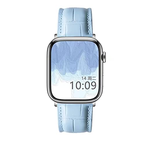 MUENShop Kompatibel mit Apple Watch Armband Leder 42mm/44mm/45mm Ersatz Uhrarmband für iWatch Serie 7,6,5,4,3,2,1 (42mm/44mm, Himmelblau) von MUENShop