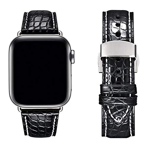 MUENShop Krokodil Armband Kompatibel mit Apple Watch Armband 41mm 40mm 38mm Leder Alligator Ersatzarmband Kompatibel mit iWatch Ultra Series 8 7 (41mm) SE 6 5 4 (40mm) 3 2 1(38mm) von MUENShop