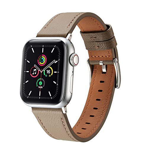 MUENShop Schafsfell Leder Armband Kompatibel mit Apple Watch Armband 41mm 40mm 38mm Premium Echte Leder Ersatzarmband Kompatibel mit Apple Watch Ultra Series 9 8 7 (45mm) SE 6 5 4 (44mm) 3 2 1(42mm) von MUENShop