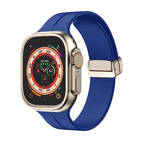 MUENShop Silikon Armband Kompatibel mit Apple Watch 49mm 45mm 44mm 42mm Magnetische Schnalle Sport Armbänder Männer Frauen Ersatzband für iWatch Serie 8 7 6 5 4 3 2 1 & SE,Ultra von MUENShop