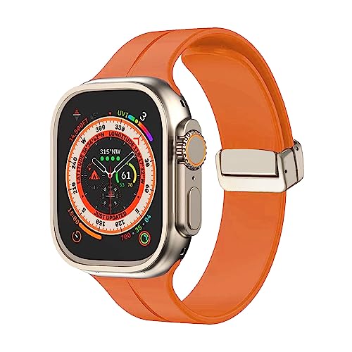 MUENShop Silikon Armband Kompatibel mit Apple Watch 49mm 45mm 44mm 42mm Magnetische Schnalle Sport Armbänder Männer Frauen Ersatzband für iWatch Serie 8 7 6 5 4 3 2 1 & SE,Ultra von MUENShop