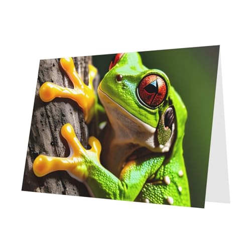 MUFLVDX Baby-Grußkarte mit Baumfrosch, für alle Anlässe, mit Umschlägen, Perlen-Papierkarten für Geburtstage, Jubiläen, Weihnachten von MUFLVDX