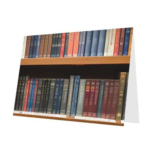 MUFLVDX Bibliotheks-Bücherregal-Grußkarte für alle Anlässe mit Umschlägen, Perlen-Papierkarten für Geburtstage, Jubiläen, Weihnachten von MUFLVDX