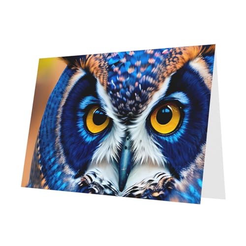 MUFLVDX Blaue Eule Grußkarte für alle Anlässe mit Umschlägen, Perlenpapierkarten für Geburtstage, Jubiläen, Weihnachten MUFLVDX Blaue Eule Grußkarte für alle Anlässe mit Umschlägen, Perlenpapierkarten für Geburtstage, Jubiläen, Weihnachten von MUFLVDX