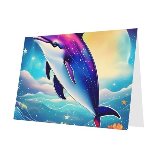 MUFLVDX Bunte Sternenhimmel, Ozean, Delfin, Grußkarte für alle Anlässe, mit Umschlägen, Perlen-Papierkarten für Geburtstage, Jubiläen, Weihnachten MUFLVDX Bunte Sternenhimmel, Ozean, Delfin, Grußkarte für alle Anlässe, mit Umschlägen, Perlen-Papierkarten für Geburtstage, Jubiläen, Weihnachten von MUFLVDX