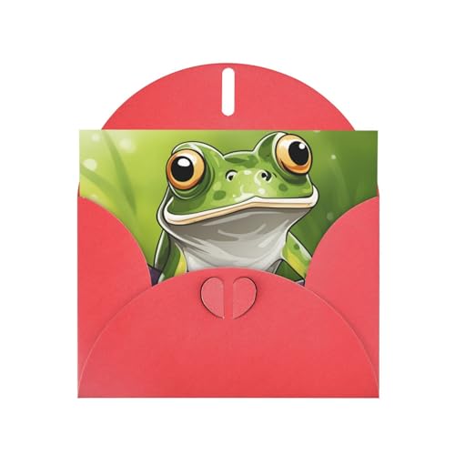 MUFLVDX Cartoon-Frosch-Grußkarte für alle Anlässe mit Umschlägen, Perlen-Papierkarten für Geburtstage, Jubiläen, Weihnachten von MUFLVDX