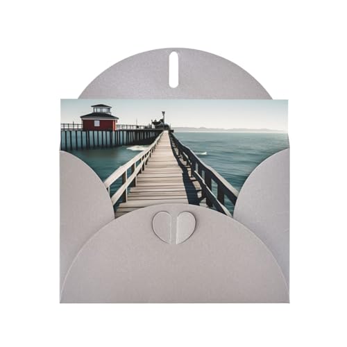 MUFLVDX Coastal Pier Grußkarte für alle Anlässe mit Umschlägen, Perlpapierkarten für Geburtstage, Jubiläen, Weihnachten von MUFLVDX