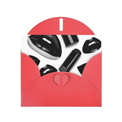 MUFLVDX Coole schwarze Lippenstift-Lippen-Grußkarte für alle Anlässe mit Umschlägen, Perlpapierkarten für Geburtstage, Jubiläen, Weihnachten MUFLVDX Coole schwarze Lippenstift-Lippen-Grußkarte für alle Anlässe mit Umschlägen, Perlpapierkarten für Geburtstage, Jubiläen, Weihnachten von MUFLVDX