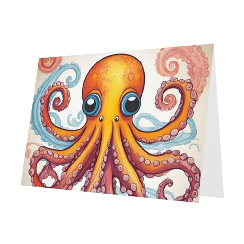 MUFLVDX Farbige Oktopus-Grußkarte für alle Anlässe mit Umschlägen, Perlen-Papierkarten für Geburtstage, Jubiläen, Weihnachten MUFLVDX Farbige Oktopus-Grußkarte für alle Anlässe mit Umschlägen, Perlen-Papierkarten für Geburtstage, Jubiläen, Weihnachten von MUFLVDX