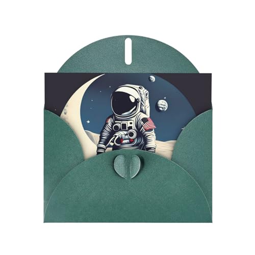 MUFLVDX Grußkarte mit Astronaut auf dem Mond, für alle Anlässe, mit Umschlägen, Perlen-Papierkarten für Geburtstage, Jubiläen, Weihnachten von MUFLVDX