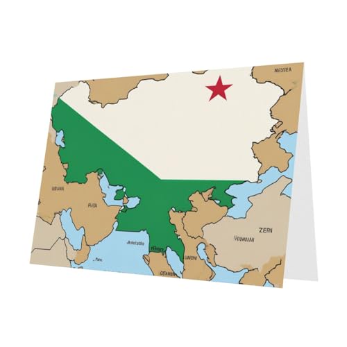 MUFLVDX Grußkarte mit Flagge der Republik Usbekistan, für alle Anlässe, mit Umschlägen, Perlen-Papierkarten für Geburtstage, Jubiläen, Weihnachten von MUFLVDX