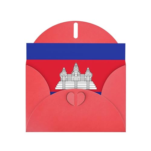 MUFLVDX Grußkarte mit Kambodscha-Flagge, für alle Anlässe, mit Umschlägen, Perlen-Papierkarten für Geburtstage, Jubiläen, Weihnachten von MUFLVDX