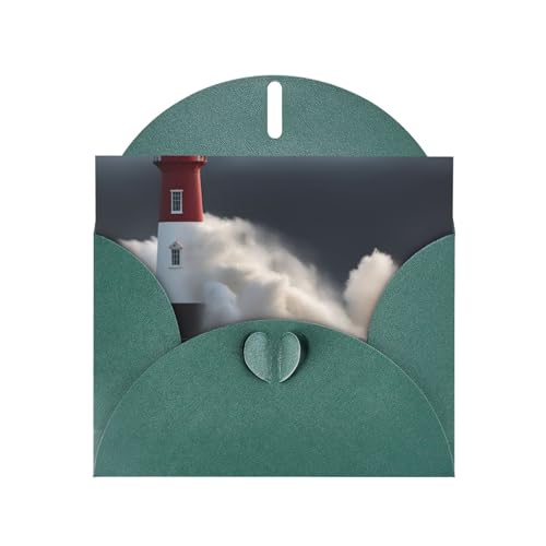 MUFLVDX Grußkarte mit Leuchtturm im Sturm, für alle Anlässe, mit Umschlägen, Perlen-Papierkarten für Geburtstage, Jubiläen, Weihnachten von MUFLVDX