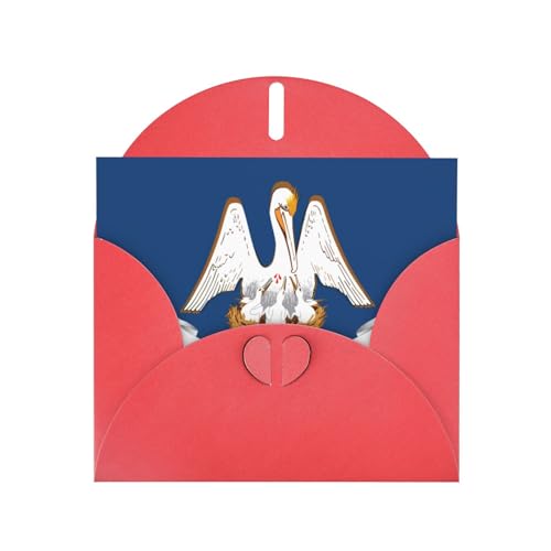 MUFLVDX Grußkarte mit Louisiana-Flagge, für alle Anlässe, mit Umschlägen, Perlen-Papierkarten für Geburtstage, Jubiläen, Weihnachten von MUFLVDX