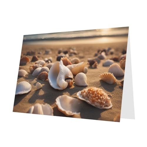 MUFLVDX Grußkarte mit Muschel-Landschaft am Strand, für alle Anlässe, mit Umschlägen, Perlen-Papierkarten für Geburtstage, Jubiläen, Weihnachten MUFLVDX Grußkarte mit Muschel-Landschaft am Strand, für alle Anlässe, mit Umschlägen, Perlen-Papierkarten für Geburtstage, Jubiläen, Weihnachten von MUFLVDX