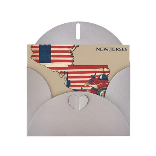 MUFLVDX Grußkarte mit New Jersey-Flagge, für alle Anlässe, mit Umschlägen, Perlen-Papierkarten für Geburtstage, Jubiläen, Weihnachten von MUFLVDX