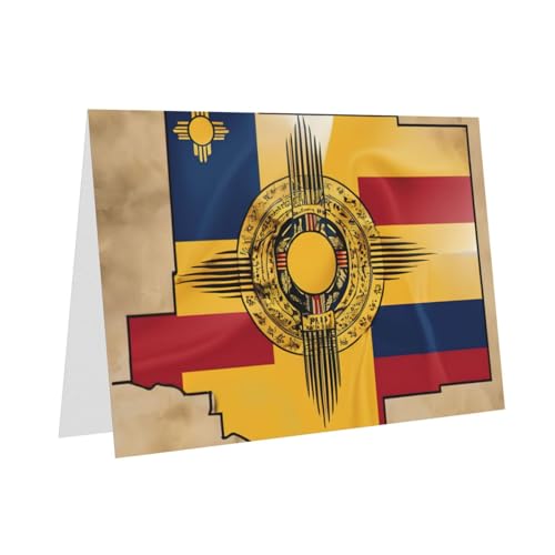 MUFLVDX Grußkarte mit New Mexiko-Flagge, für alle Anlässe, mit Umschlägen, Perlen-Papierkarten für Geburtstage, Jubiläen, Weihnachten von MUFLVDX