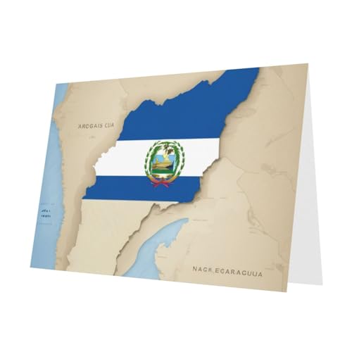 MUFLVDX Grußkarte mit Nicaragua-Flagge, für alle Anlässe, mit Umschlägen, Perlen-Papierkarten für Geburtstage, Jubiläen, Weihnachten von MUFLVDX