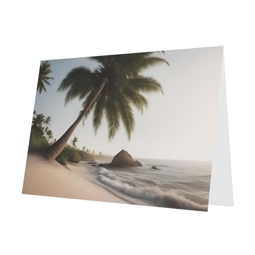 MUFLVDX Grußkarte mit Sandstrand, Palme, für alle Anlässe, mit Umschlägen, Perlen-Papierkarten für Geburtstage, Jubiläen, Weihnachten MUFLVDX Grußkarte mit Sandstrand, Palme, für alle Anlässe, mit Umschlägen, Perlen-Papierkarten für Geburtstage, Jubiläen, Weihnachten von MUFLVDX