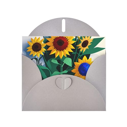 MUFLVDX Grußkarte mit Sonnenblumen-Biene, für alle Anlässe, mit Umschlägen, Perlen-Papierkarten für Geburtstage, Jubiläen, Weihnachten von MUFLVDX