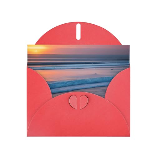 MUFLVDX Grußkarte mit Sonnenuntergang am Strand, für alle Anlässe, mit Umschlägen, Perlen-Papierkarten für Geburtstage, Jubiläen, Weihnachten von MUFLVDX