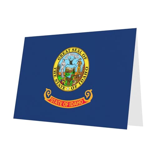 MUFLVDX Grußkarte mit Staatsflagge Idaho für alle Anlässe, mit Umschlägen, Perlen-Papierkarten für Geburtstage, Jubiläen, Weihnachten MUFLVDX Grußkarte mit Staatsflagge Idaho für alle Anlässe, mit Umschlägen, Perlen-Papierkarten für Geburtstage, Jubiläen, Weihnachten von MUFLVDX