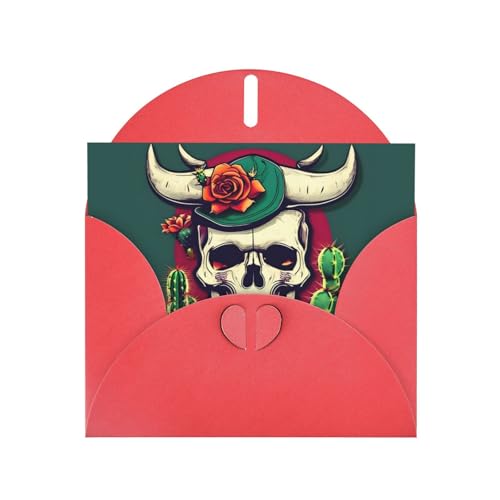 MUFLVDX Grußkarte mit Totenkopf und süßem Kaktus, für alle Anlässe, mit Umschlägen, Perlen-Papierkarten für Geburtstage, Jubiläen, Weihnachten von MUFLVDX