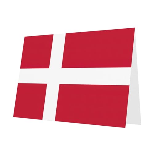 MUFLVDX Grußkarte mit dänischer Flagge, für alle Anlässe, mit Umschlägen, Perlen-Papierkarten für Geburtstage, Jubiläen, Weihnachten von MUFLVDX