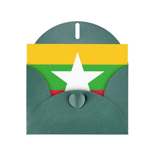 MUFLVDX Grußkarte mit der Flagge von Myanmar, für alle Anlässe, mit Umschlägen, Perlen-Papierkarten für Geburtstage, Jubiläen, Weihnachten von MUFLVDX