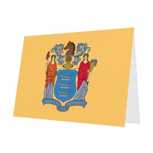MUFLVDX Grußkarte mit der Flagge von New Jersey, für alle Anlässe, mit Umschlägen, Perlen-Papierkarten für Geburtstage, Jubiläen, Weihnachten von MUFLVDX