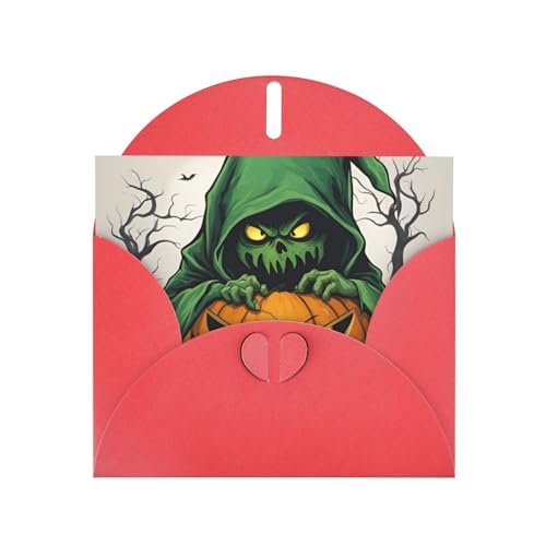 MUFLVDX Grußkarte mit grünem Geist, Horror, Halloween, Kürbis, für alle Anlässe, mit Umschlägen, Perlen-Papierkarten für Geburtstage, Jubiläen, Weihnachten MUFLVDX Grußkarte mit grünem Geist, Horror, Halloween, Kürbis, für alle Anlässe, mit Umschlägen, Perlen-Papierkarten für Geburtstage, Jubiläen, Weihnachten von MUFLVDX