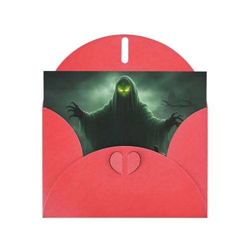 MUFLVDX Grußkarte mit grünem Geist, Horror, Halloween, Kürbis, für alle Anlässe, mit Umschlägen, Perlen-Papierkarten für Geburtstage, Jubiläen, Weihnachten MUFLVDX Grußkarte mit grünem Geist, Horror, Halloween, Kürbis, für alle Anlässe, mit Umschlägen, Perlen-Papierkarten für Geburtstage, Jubiläen, Weihnachten von MUFLVDX