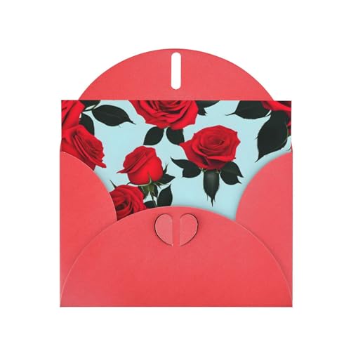 MUFLVDX Grußkarte mit roten Rosen, für alle Anlässe, mit Umschlägen, Perlen-Papierkarten für Geburtstage, Jubiläen, Weihnachten von MUFLVDX