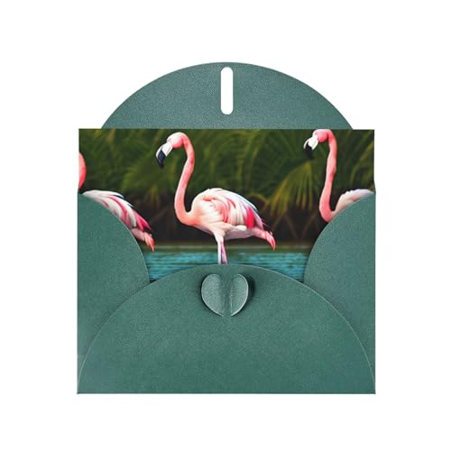 MUFLVDX Grußkarte mit zwei Flamingos, für alle Anlässe, mit Umschlägen, Perlen-Papierkarten für Geburtstage, Jubiläen, Weihnachten von MUFLVDX