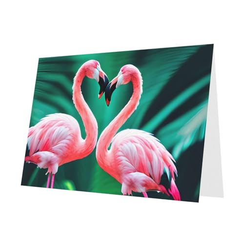 MUFLVDX Grußkarte mit zwei Flamingos, für alle Anlässe, mit Umschlägen, Perlen-Papierkarten für Geburtstage, Jubiläen, Weihnachten von MUFLVDX