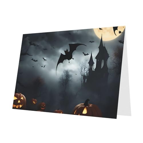 MUFLVDX Halloween-Grußkarte mit fliegenden Fledermäusen, für alle Anlässe, mit Umschlägen, Perlen-Papierkarten für Geburtstage, Jubiläen, Weihnachten MUFLVDX Halloween-Grußkarte mit fliegenden Fledermäusen, für alle Anlässe, mit Umschlägen, Perlen-Papierkarten für Geburtstage, Jubiläen, Weihnachten von MUFLVDX