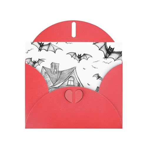 MUFLVDX Halloween-Grußkarte mit fliegenden Fledermäusen, für alle Anlässe, mit Umschlägen, Perlen-Papierkarten für Geburtstage, Jubiläen, Weihnachten von MUFLVDX